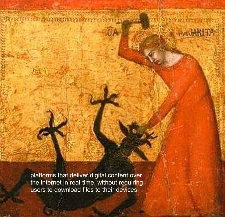 Saint Margaret of Antioch attacks a demon with a hammer